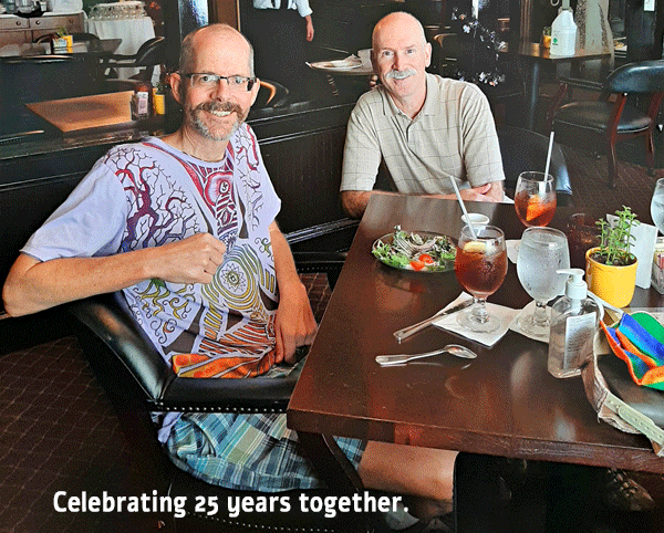 Richard and Cal celebrating 25 years together